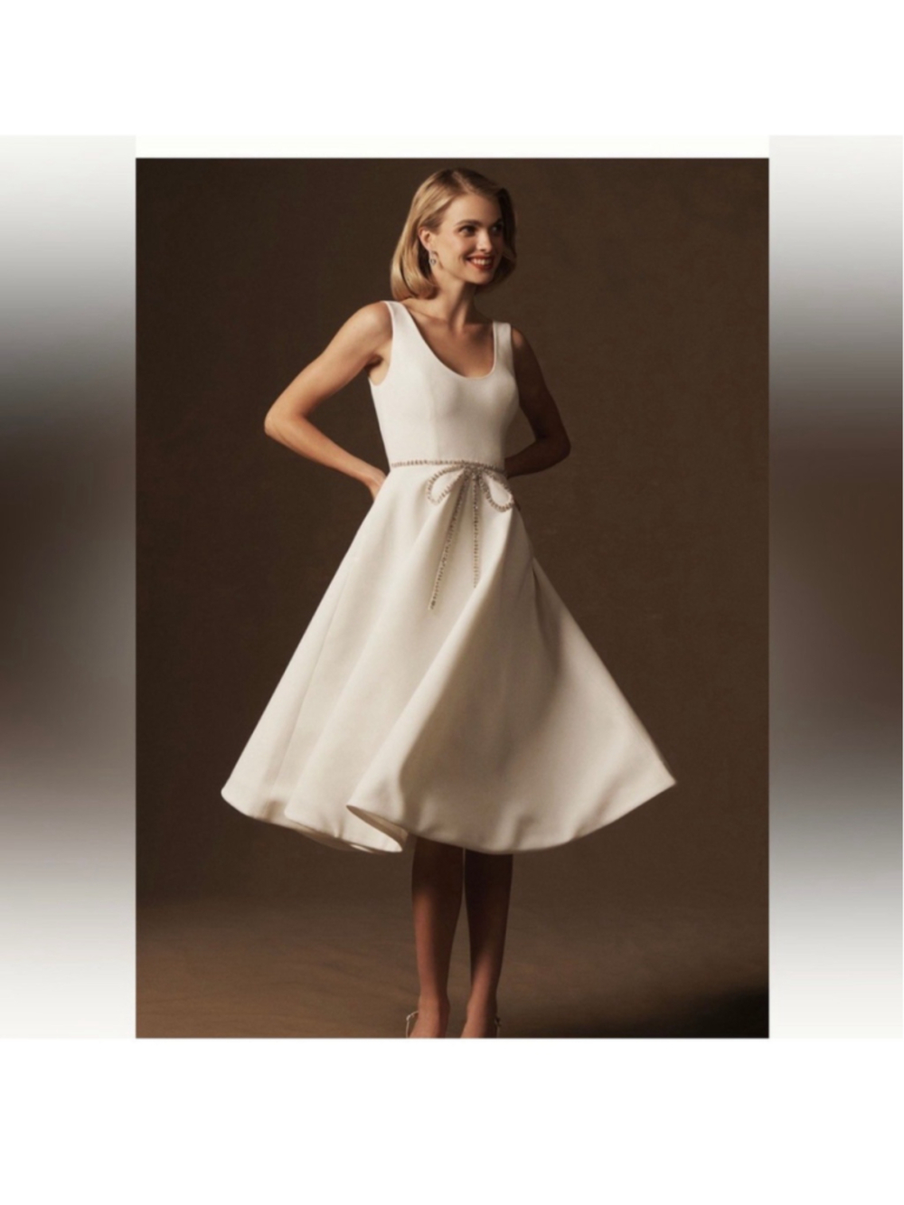 NWT Helsi Helena Sleeveless Crystal Bow Fit & Flare Midi Dress